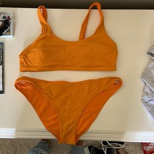 Athleta Ribbed Orange Sport Swimsuit